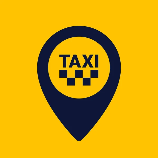 Taxi icon. Map pin shape icon on yellow background. Taxi point glyph icon. Flat vector illustration.