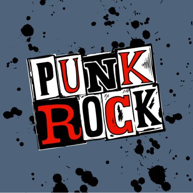 Punk rock seti. Punks ölü kelimeler ve tasarım öğeleri değil. vektör illüstrasyon.