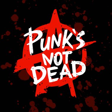 Punk rock seti. Punks ölü kelimeler ve tasarım öğeleri değil. vektör illüstrasyon.
