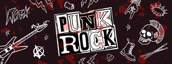 Punk rock szett. Punkok nem halott szavak és design elemek. vektoros illusztráció. — Stock Vector