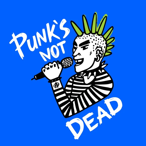Punkrock-Set. Punks statt toter Worte und Gestaltungselemente. Vektorillustration. — Stockvektor