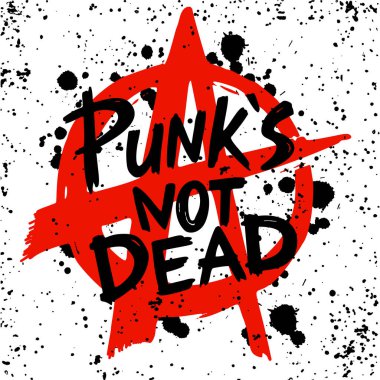 Punk rock seti. Punks ölü kelimeler ve tasarım öğeleri değil. vektör illüstrasyon.