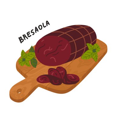 Bresaola. Meat delicatessen on a wooden cutting board. clipart