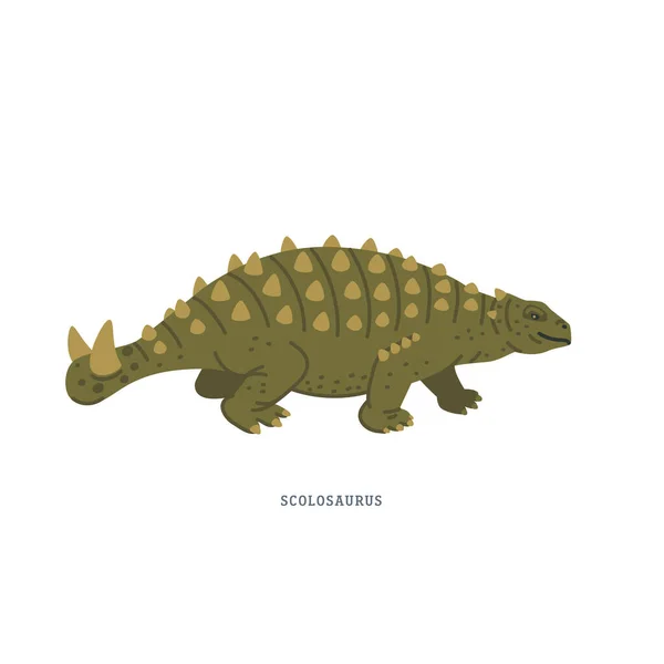 Динозавр сколозавр. Scolosaurus - Травоядный вымерший род анкилозаврид-динозавров. — стоковый вектор