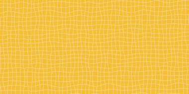 Dalgalı ve soyut şebeke desenli sarı bir psikedelik çizgi denetleyici arka planı. Eski moda vektör tarzında psikedelik hat ızgarası. Posterler, tekstil ve dijital sanat eserleri için harika..