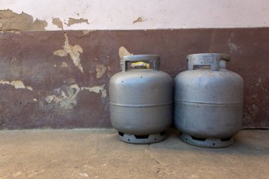 Eski bir duvarın yanında bir çift gaz.