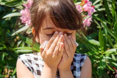 Bir çocukta mevsimsel alerji. Coryza. Seçici odaklanma.