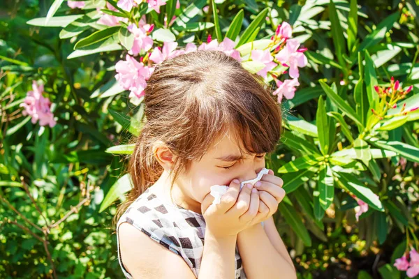 Allergie Saisonnière Chez Enfant Coryza Concentration Sélective People — Photo