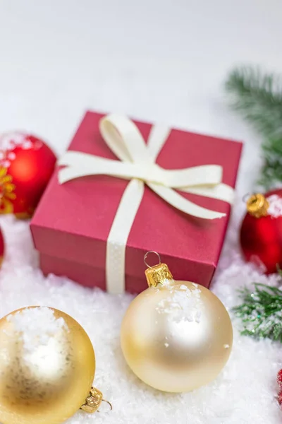 Vrolijk Kerstfeest Gelukkig Nieuwjaar Vakantie Wenskaart Achtergrond Selectieve Focus Holidays — Stockfoto