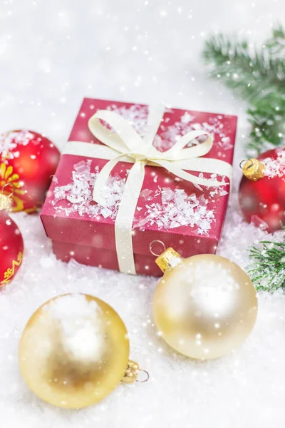 Vrolijk Kerstfeest Gelukkig Nieuwjaar Vakantie Wenskaart Achtergrond Selectieve Focus Holidays — Stockfoto