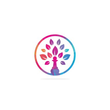 Satranç ağacı logosu doğa yeşil stratejisi. Yeşil ağaç vektör logosu tasarımı.