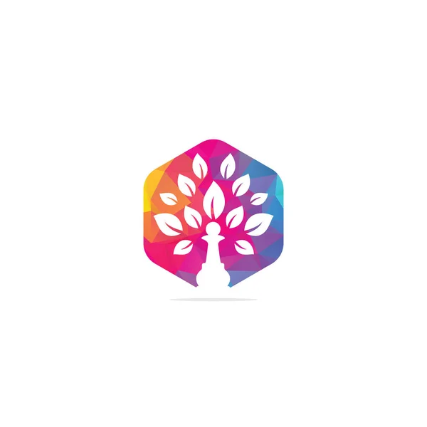 Chess Tree Logo Design Nature Green Strategy Green Tree Vector — Stock Vector