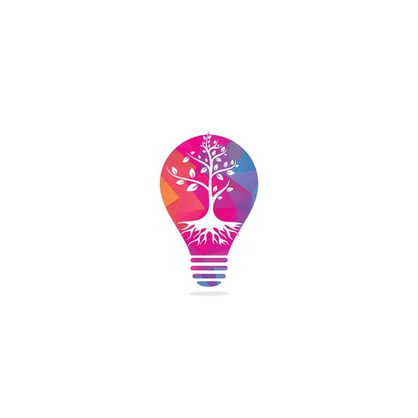 Концепція Лампочки Дерев Яних Коренів Векторний Дизайн Логотипу Векторне Дерево — стоковий вектор