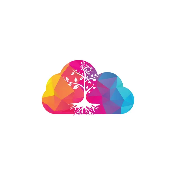 Baumwurzeln Wolkenform Konzept Vektor Logo Design Vektorbaum Mit Wurzeln Logo — Stockvektor