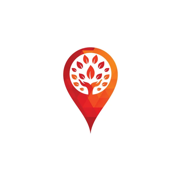 Ręczna Mapa Drzewa Pin Kształt Koncepcji Projekt Logo Logo Produktów — Wektor stockowy