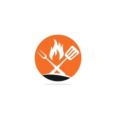 Hot Grill Logo Şablonları. Izgara logosu tasarımı
