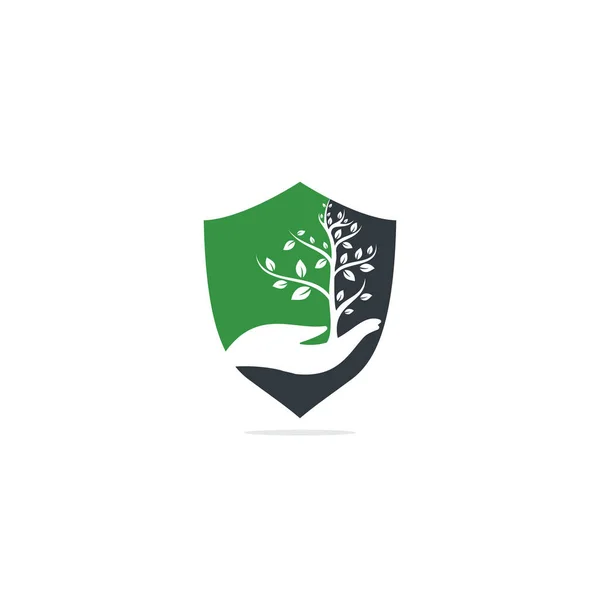 Árbol Mano Diseño Del Logotipo Vector Logo Productos Naturales Diseño — Vector de stock