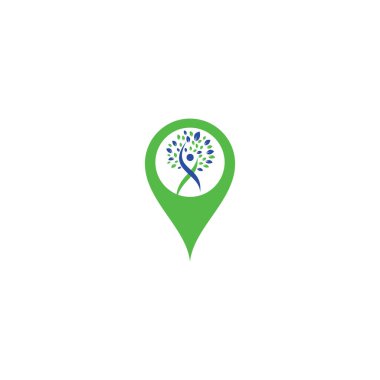 İnsan Ağacı haritası logo şekilli logo tasarımı. Sağlıklı İnsanlar Ağaç Logosu.