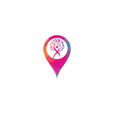 İnsan Ağacı haritası logo şekilli logo tasarımı. Sağlıklı İnsanlar Ağaç Logosu.
