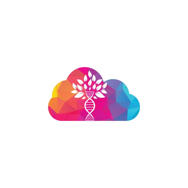 Dna Boom Wolk Concept Vector Logo Ontwerp Dna Genetisch Icoon — Stockvector