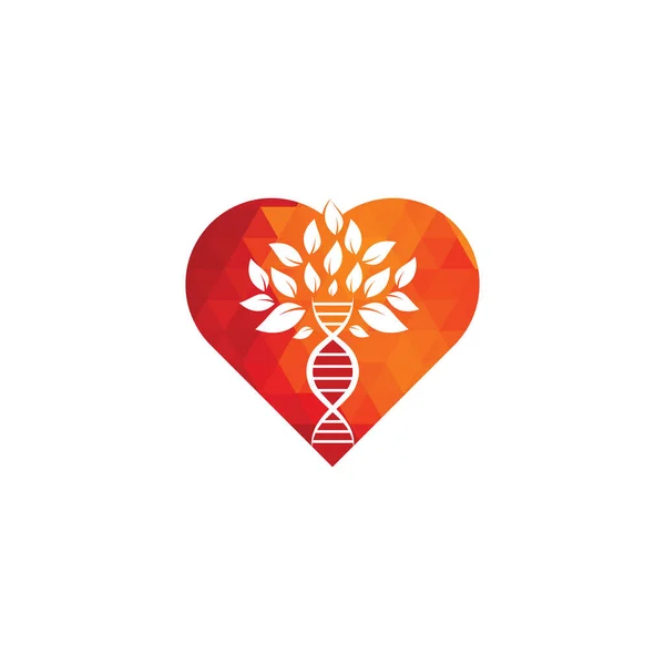 Dna Baum Herzform Konzept Vektor Logo Design Dna Genetische Ikone — Stockvektor
