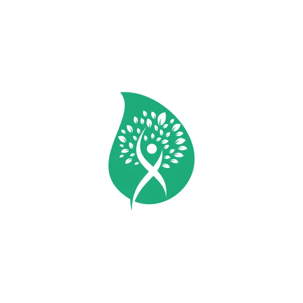 Koncepcja Kształtu Kropli Drzewa Ludzkiego Logo Design Logo Drzewa Zdrowych — Wektor stockowy