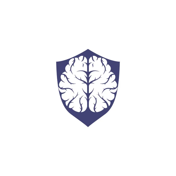 Design Del Logo Del Concetto Forma Dello Scudo Cerebrale Brainstorming — Vettoriale Stock