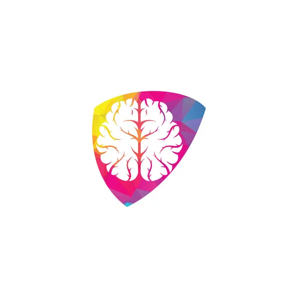 Diseño Del Logotipo Del Concepto Forma Escudo Cerebral Brainstorm Poder — Archivo Imágenes Vectoriales