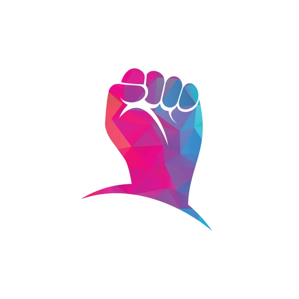 Fist Hand Makt Logotyp Protestera Stark Knytnäve Upp Kampen Logotyp — Stock vektor