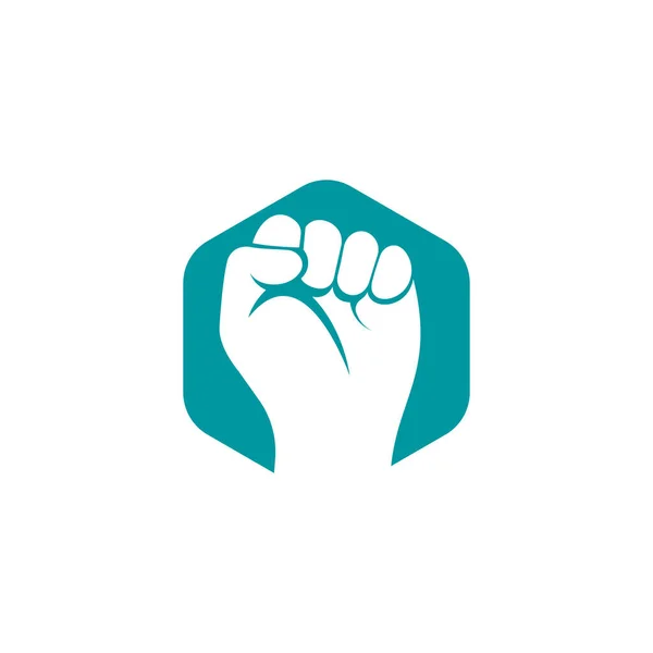 Faust Hand Power Logo Protest Mit Erhobener Faust — Stockvektor