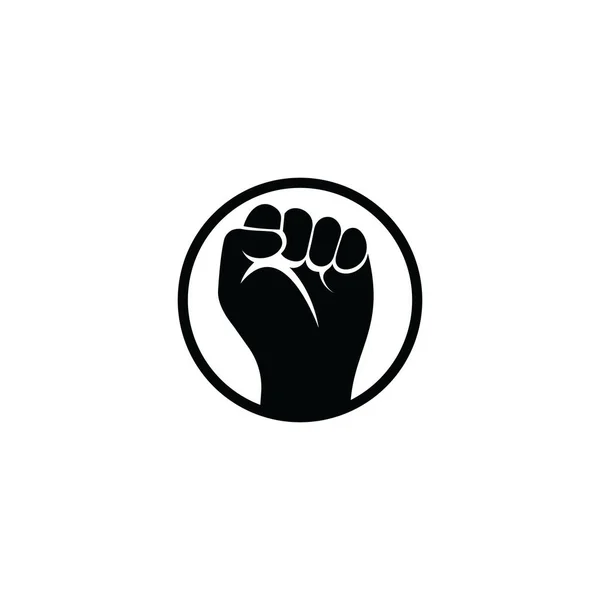 Logo Kekuatan Tangan Tinju Protes Kuat Tinju Mengangkat Logo Pertarungan - Stok Vektor