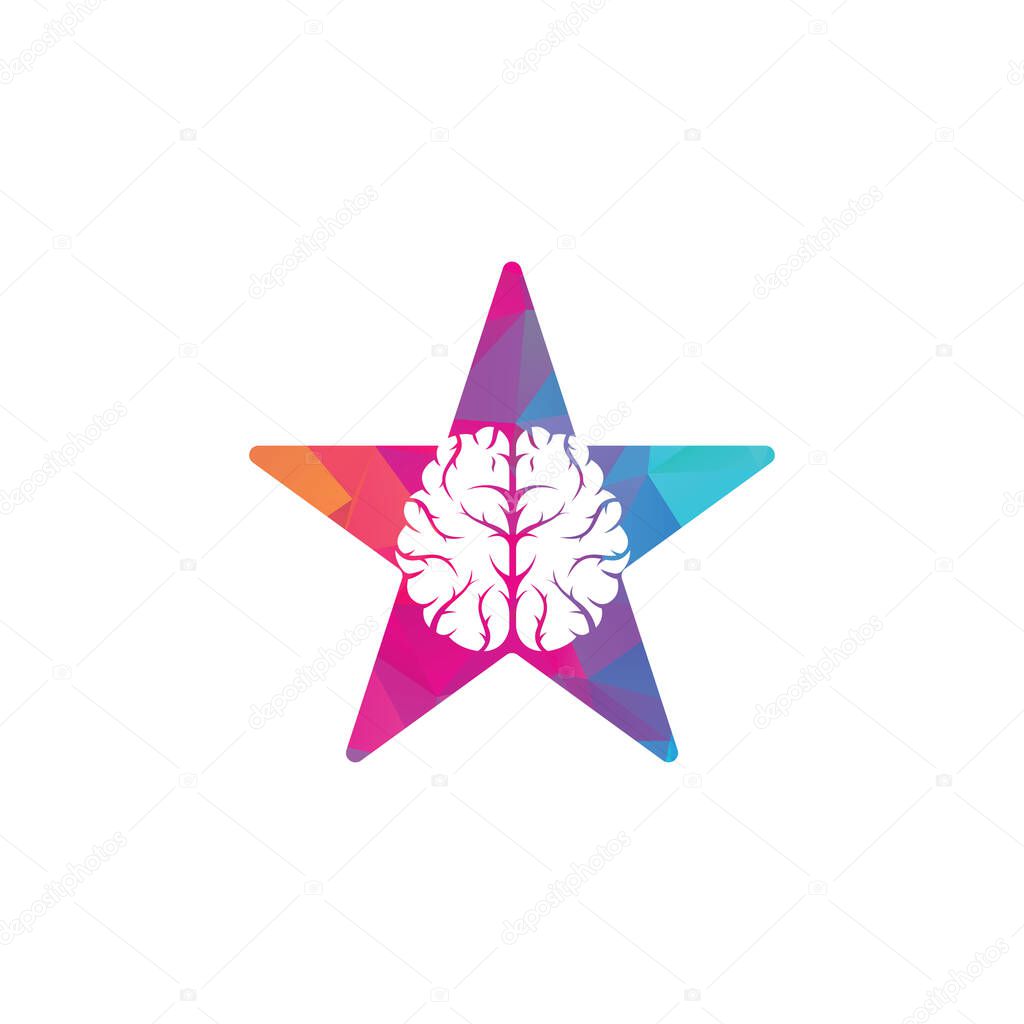 Brain star shape concept logo design. Brainstorm power thinking brain Logotype icon