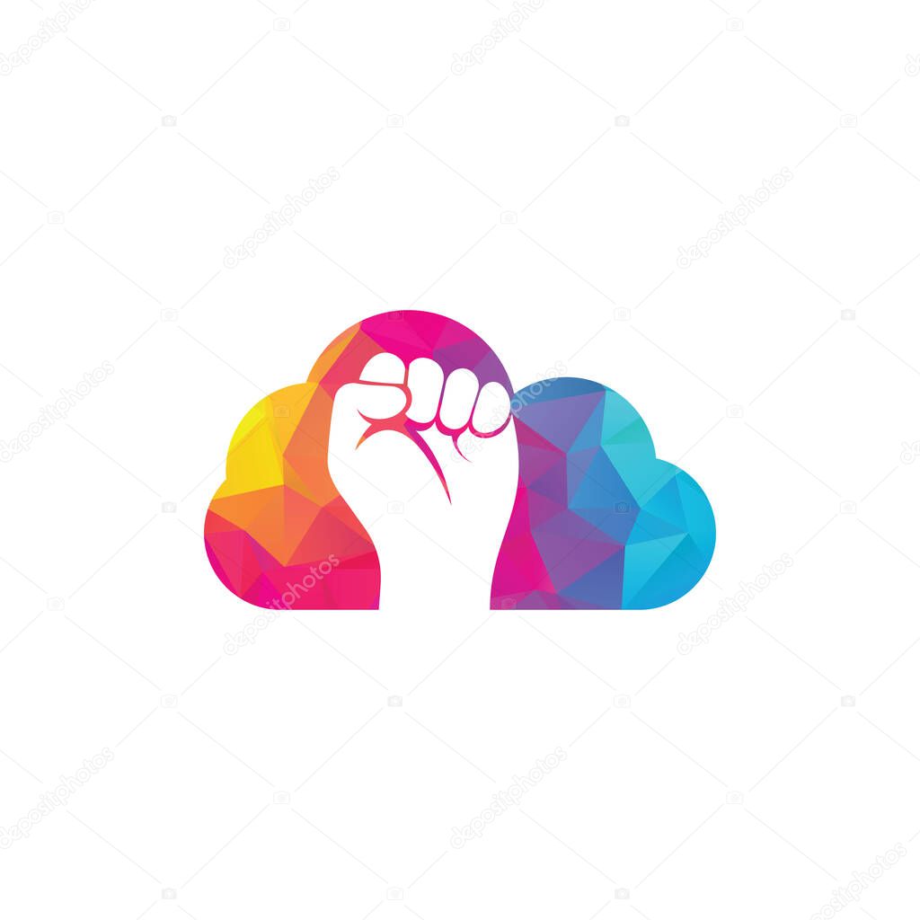 Fist hand power logo. Fist cloud shape concept logo design