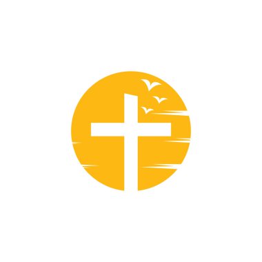 Kilise vektör logosu tasarım şablonu. Kilise ve Hıristiyan organizasyon logosu.