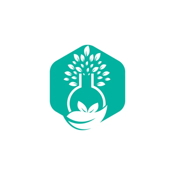 Logo Labo Conception Logo Vectoriel Laboratoire Vert Logo Bouteille Leaf — Image vectorielle