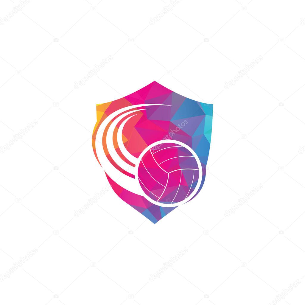 Volleyball shield shape concept logo. Volleyball ball logo design.