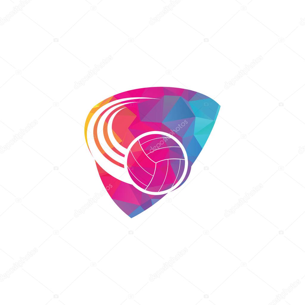 Volleyball shield shape concept logo. Volleyball ball logo design.