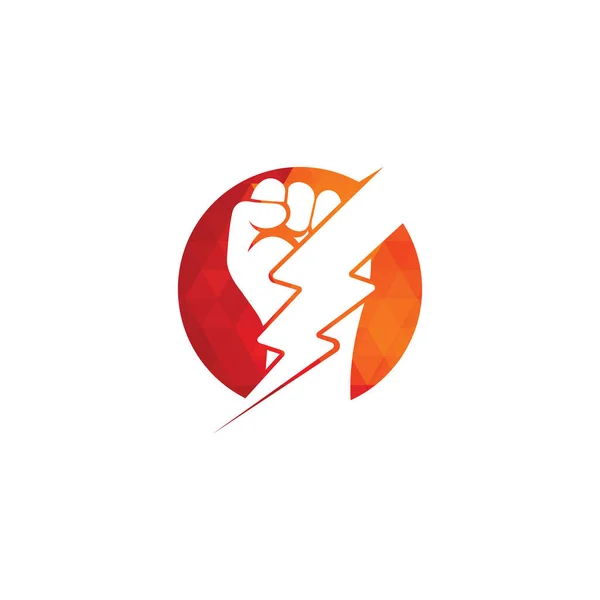 Punho Thunder Power Logo Design Mão Segurar Trovão Logotipo Design — Vetor de Stock