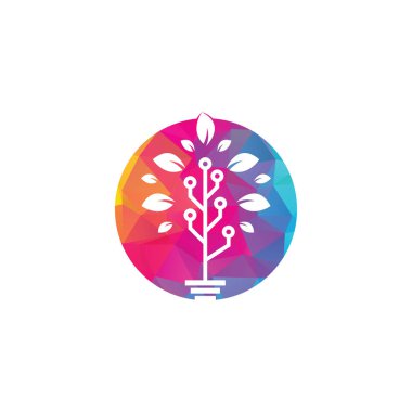 Teknoloji Ağacı Logo Şablonu Tasarımı.