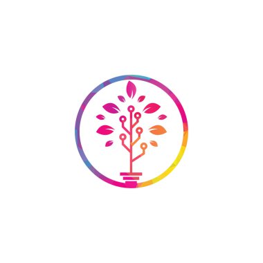 Teknoloji Ağacı Logo Şablonu Tasarımı.