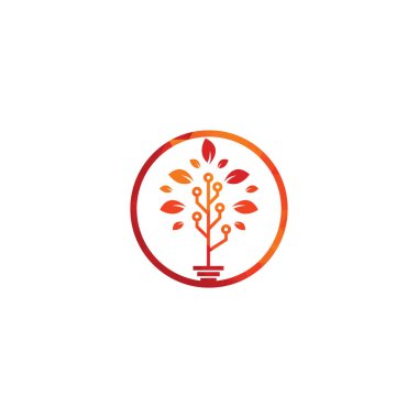 Teknoloji Ağacı Logo Şablonu Tasarımı.