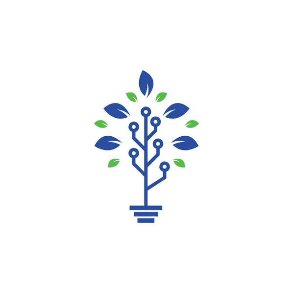Technisch Tree Logo Template Ontwerp — Stockvector