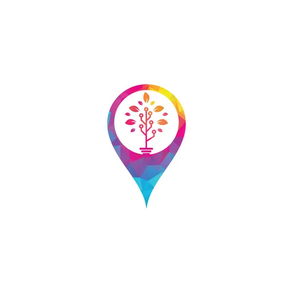 Σχεδιασμός Προτύπου Λογότυπου Σχεδίασης Σχήματος Καρφίτσας Χάρτη Tech Tree — Διανυσματικό Αρχείο