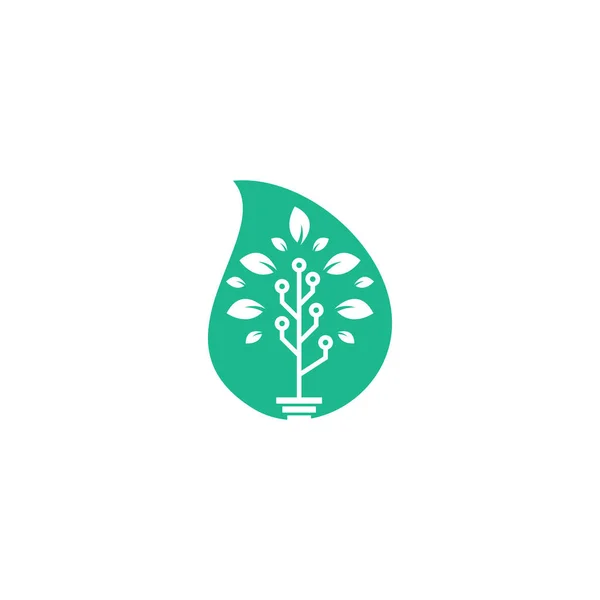 Concepto Forma Gota Árbol Técnico Diseño Plantilla Logotipo — Vector de stock