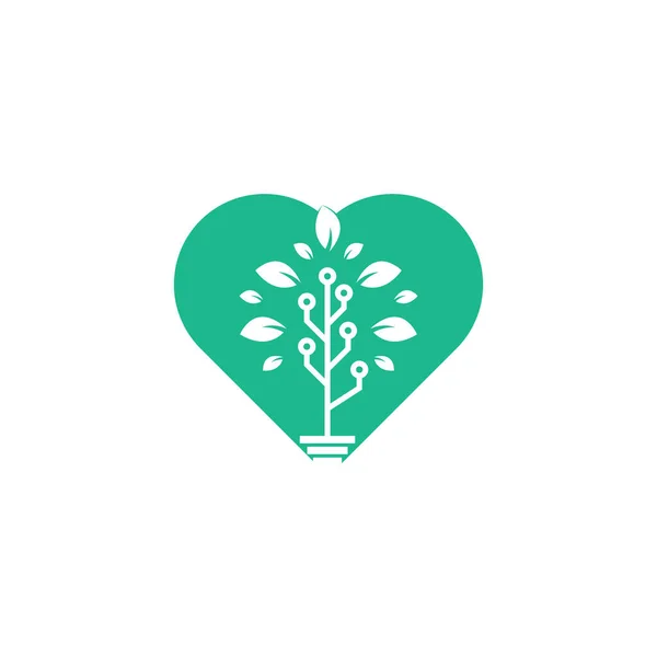 Conception Modèle Logo Forme Coeur Arbre Tech — Image vectorielle