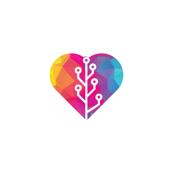 Concepto Forma Corazón Árbol Técnico Logo Plantilla Diseño — Archivo Imágenes Vectoriales