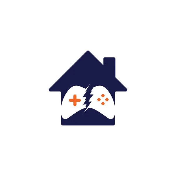雷电游戏家庭形状概念标志设计 游戏控制与闪电图标标志 — 图库矢量图片
