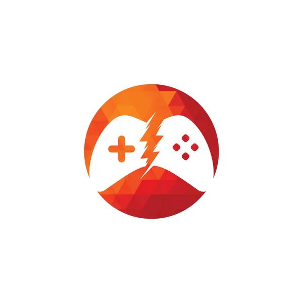 Donner Spiellogo Spielkontrolle Mit Blitz Symbol Logo — Stockvektor