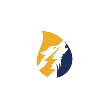 Thunder Wolf damla şekli logo tasarım taşıyıcısı.