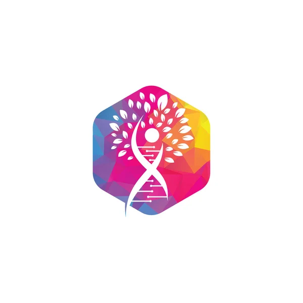 Dna树矢量标识设计 Dna遗传图标 带有绿叶载体标识设计的Dna — 图库矢量图片